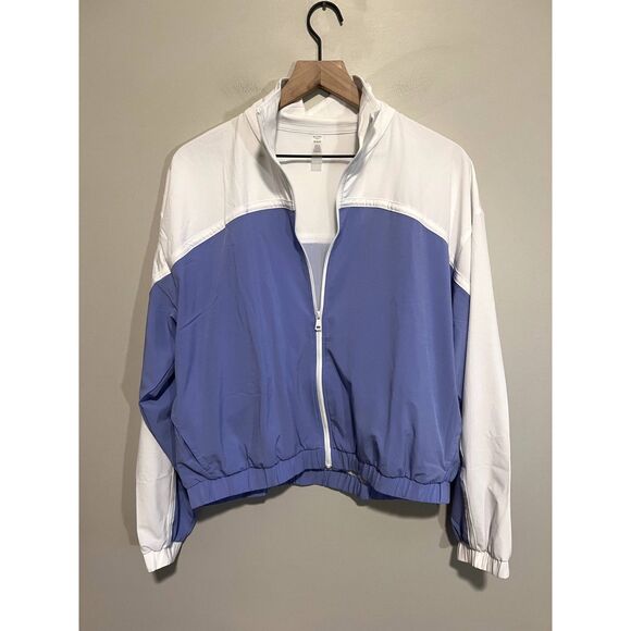 NWT Beyond Yoga Colorblock Go Retro Jacket Periwinkle Cloud/True White M - Picture 4 of 14